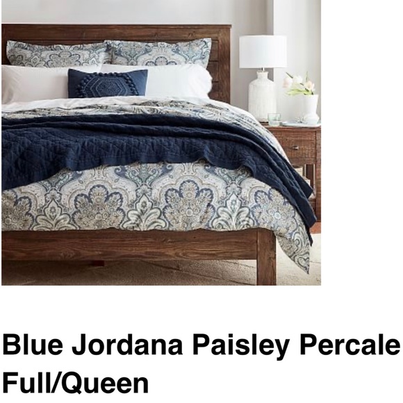 Pottery Barn Bedding Jordana Paisley Percale Queen Duvet Pottery